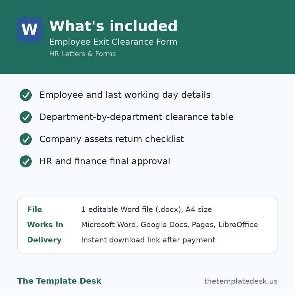 Employee Exit Clearance Form – what's included