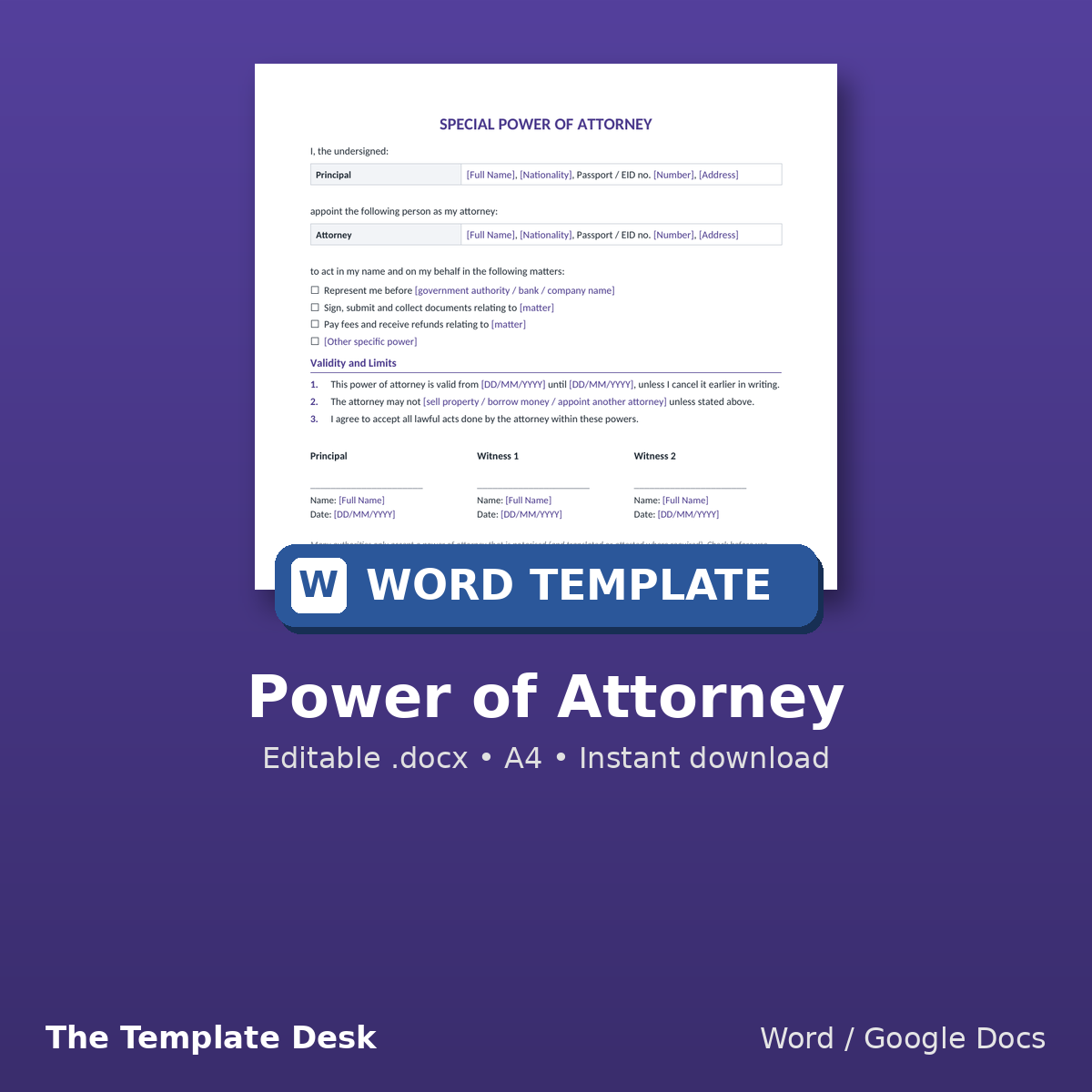 Power of Attorney – cover