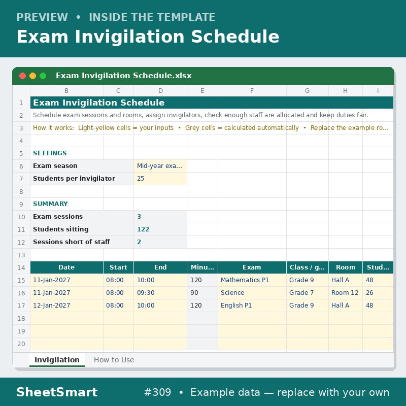 Exam Invigilation Schedule – sheet preview