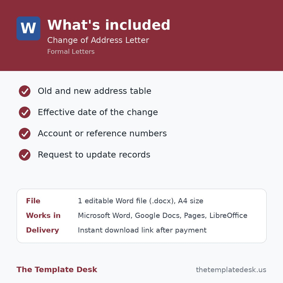 Change of Address Letter – what's included