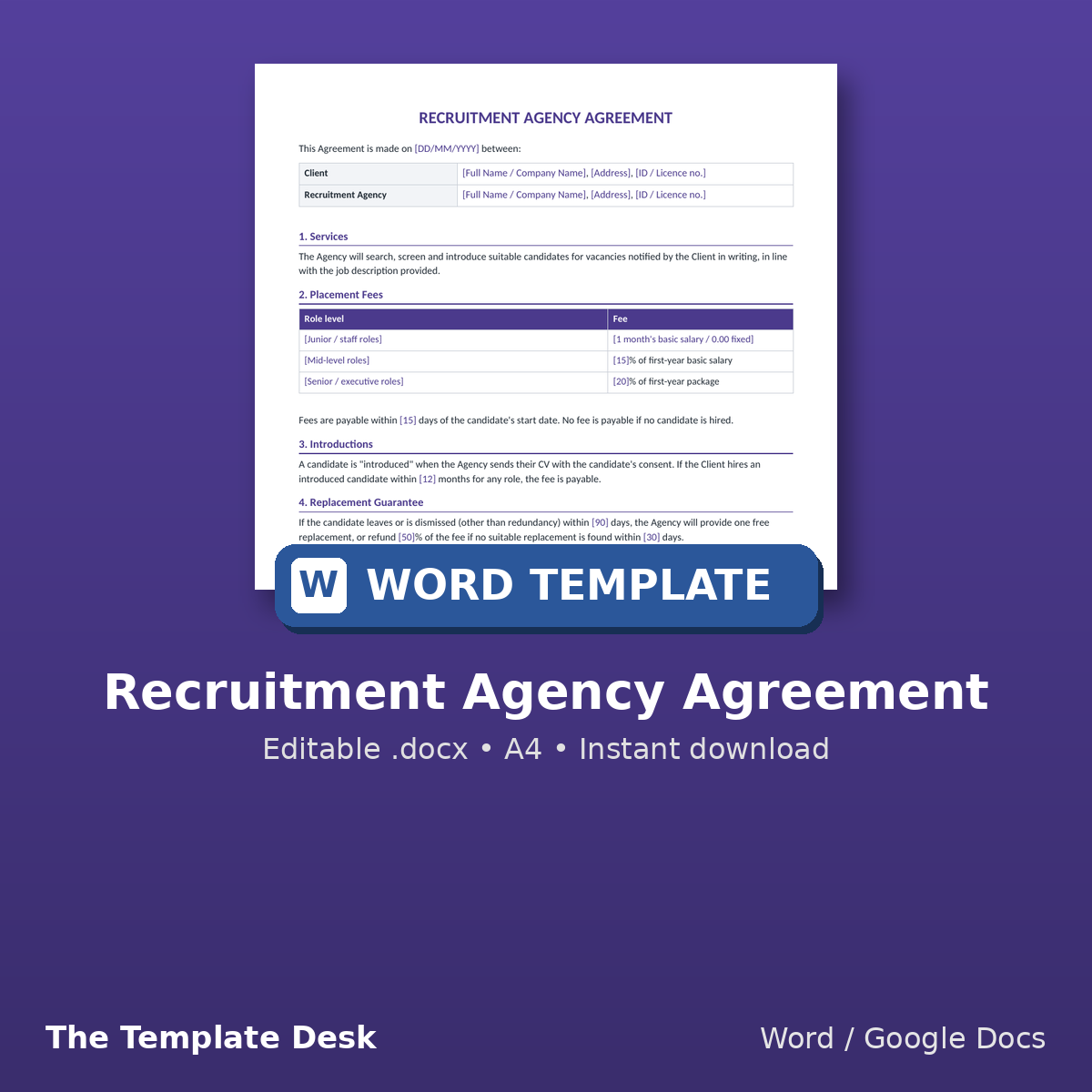Recruitment Agency Agreement – cover