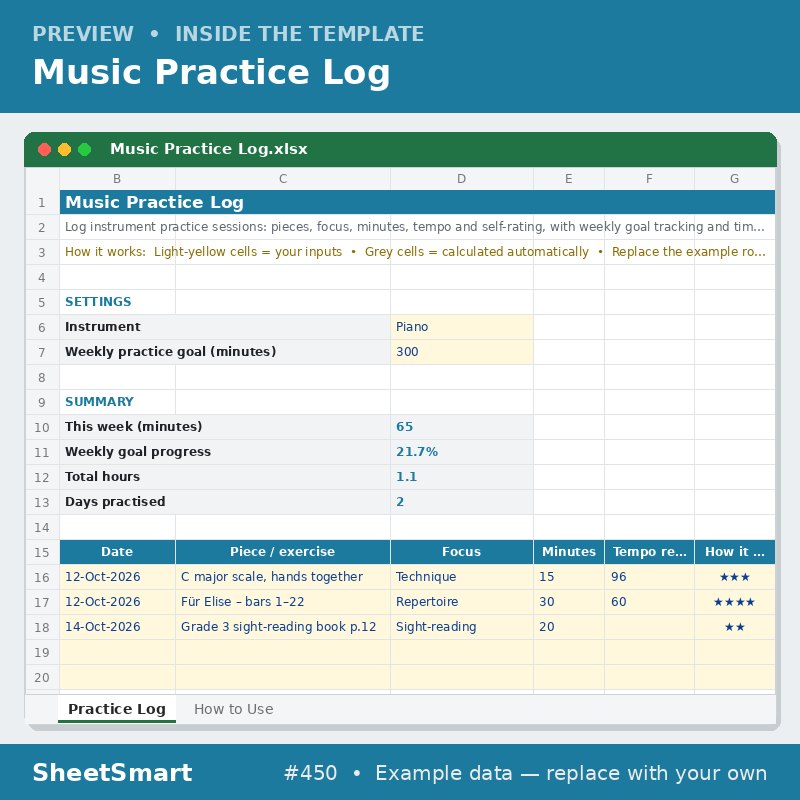 Music Practice Log – sheet preview