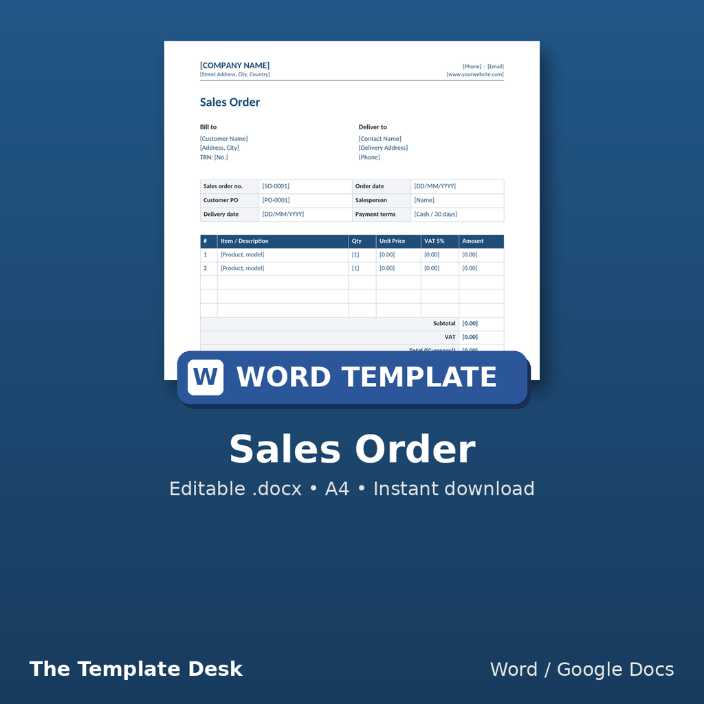 Sales Order – cover