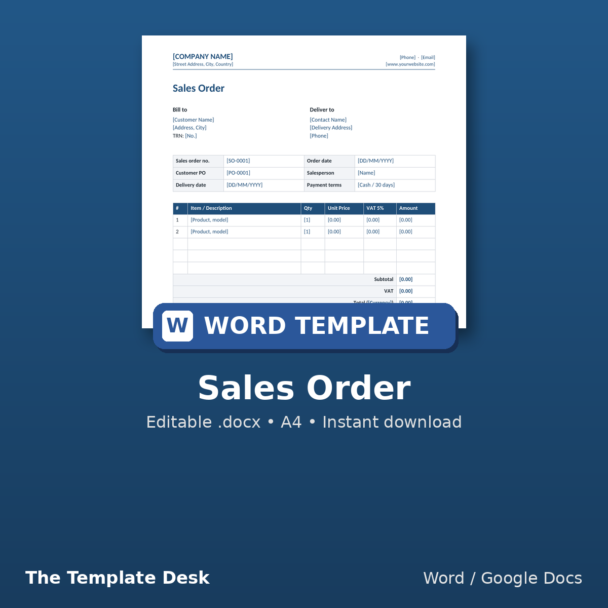 Sales Order – cover