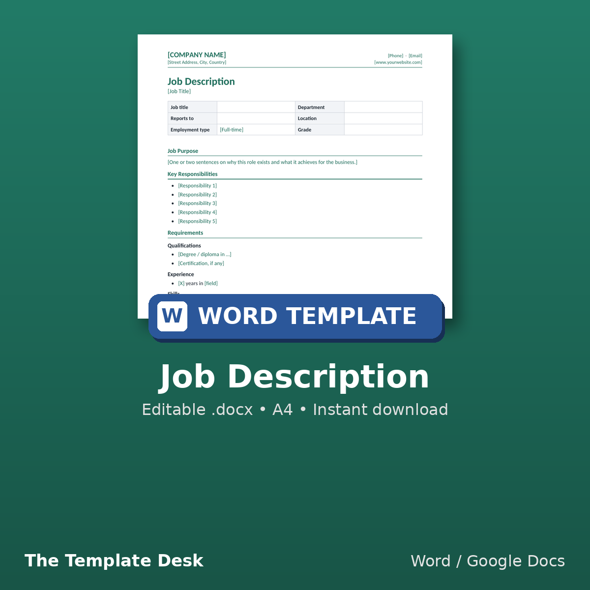 Job Description – cover