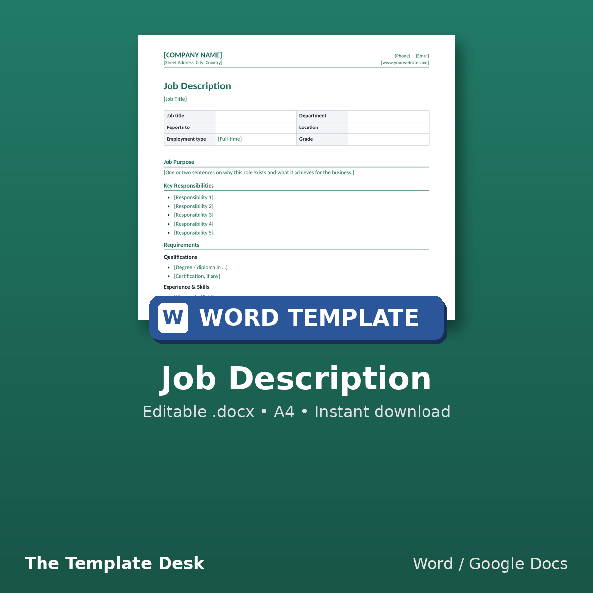Job Description – cover