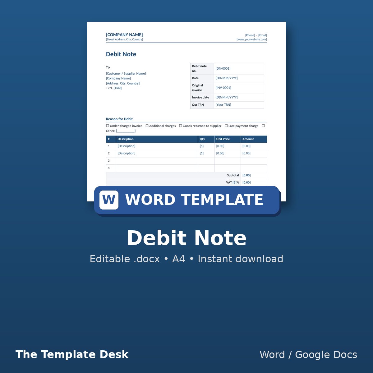 Debit Note – cover