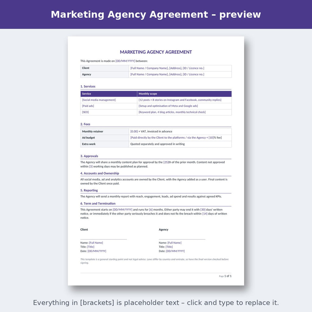 Marketing Agency Agreement – preview
