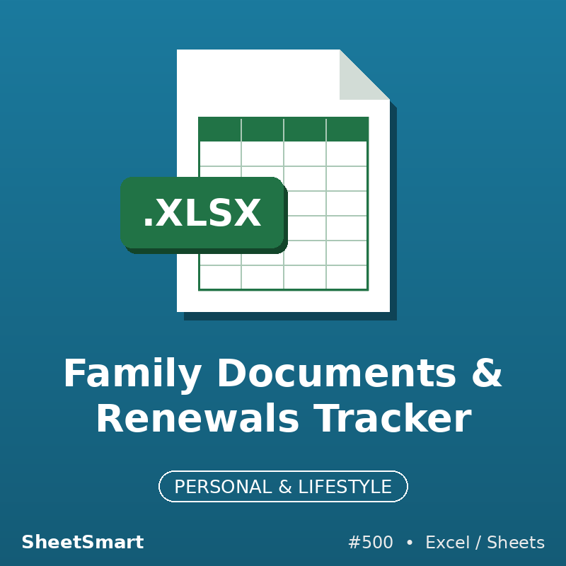 Family Documents & Renewals Tracker – Excel template