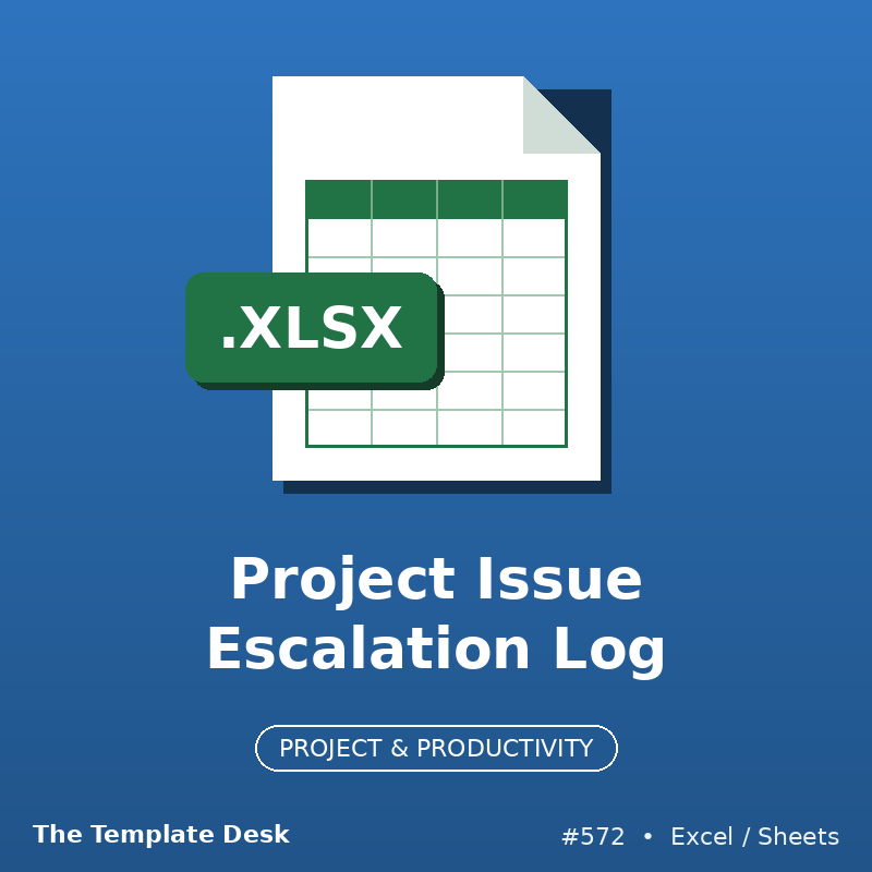 Project Issue Escalation Log – cover