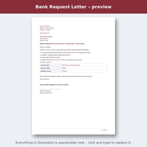 Bank Request Letter – preview