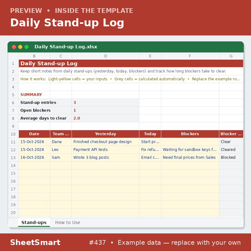 Daily Stand-up Log – sheet preview