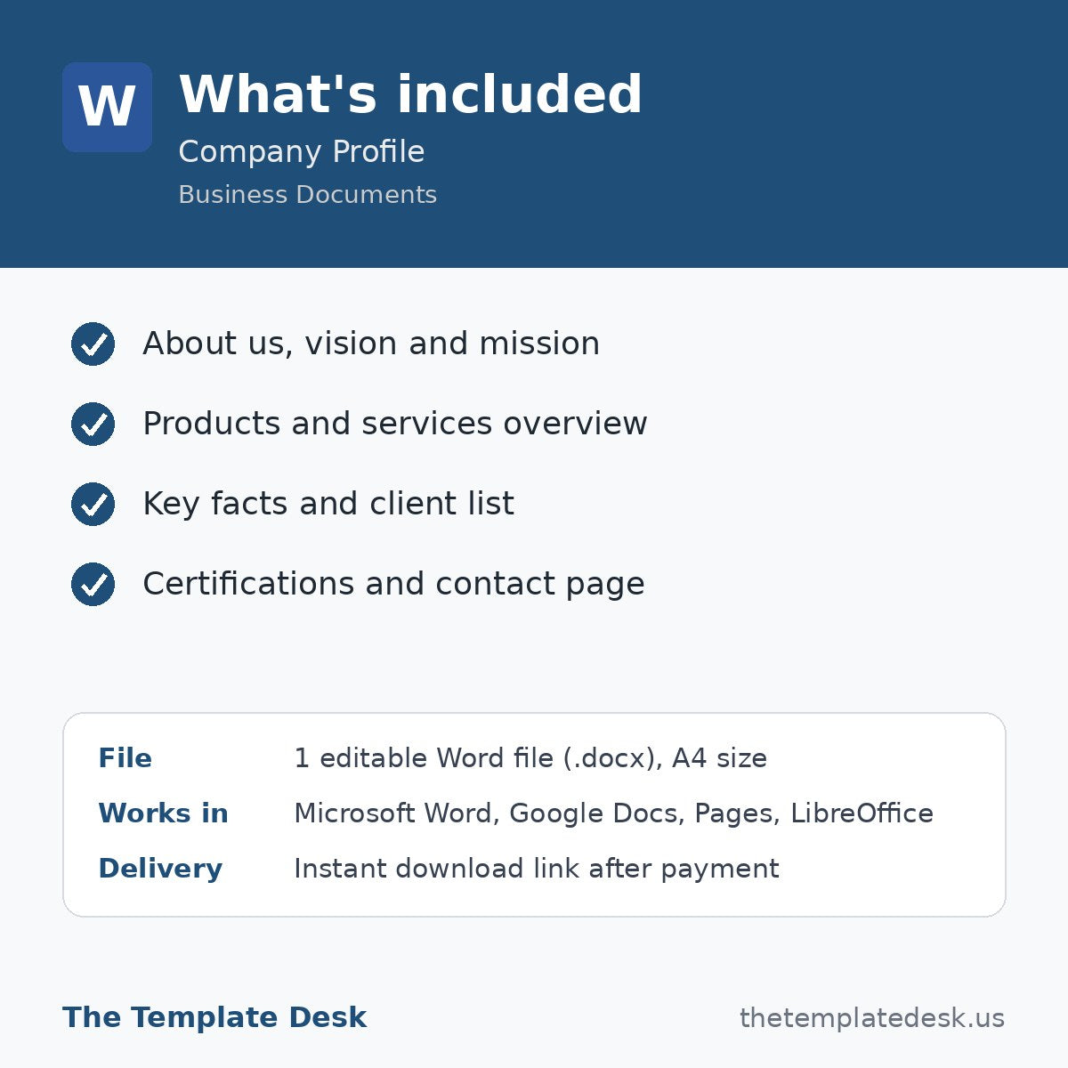 Company Profile – what's included