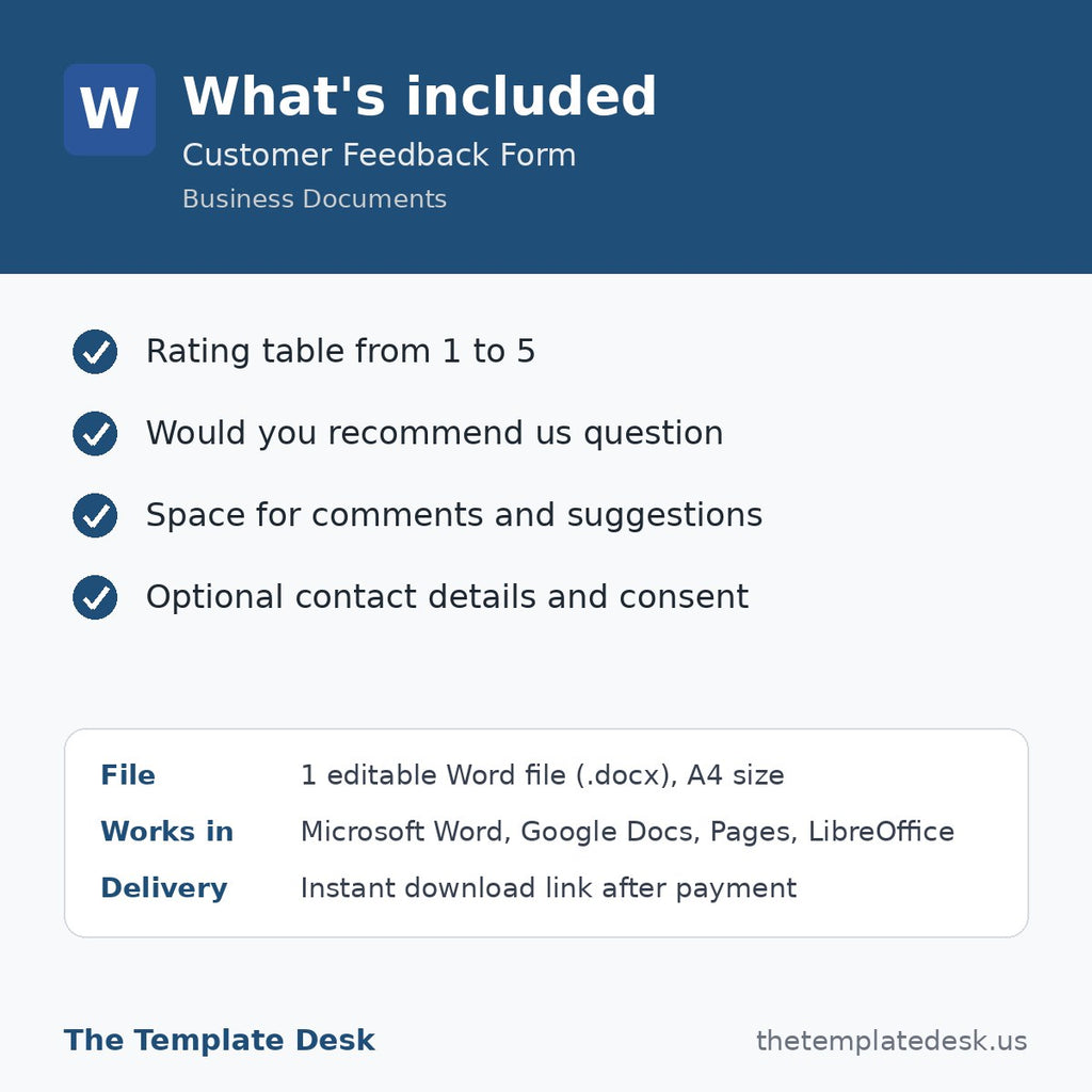 Customer Feedback Form – what's included