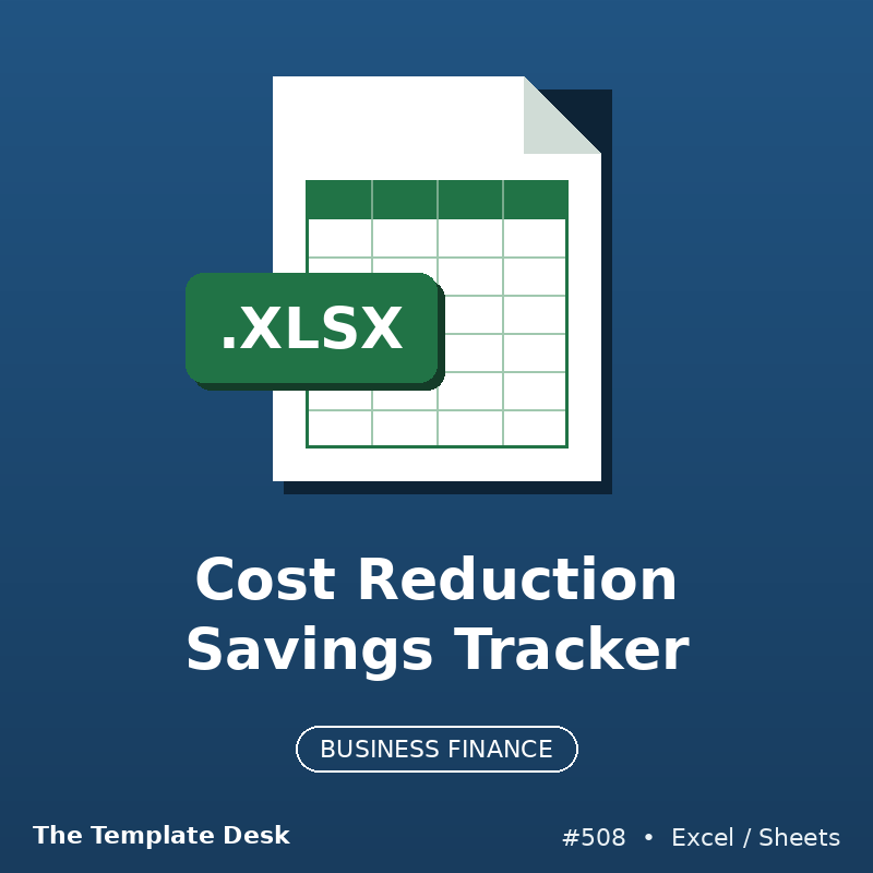 Cost Reduction Savings Tracker – Excel template