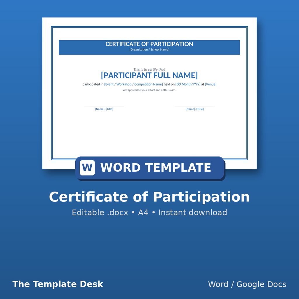 Certificate of Participation – cover
