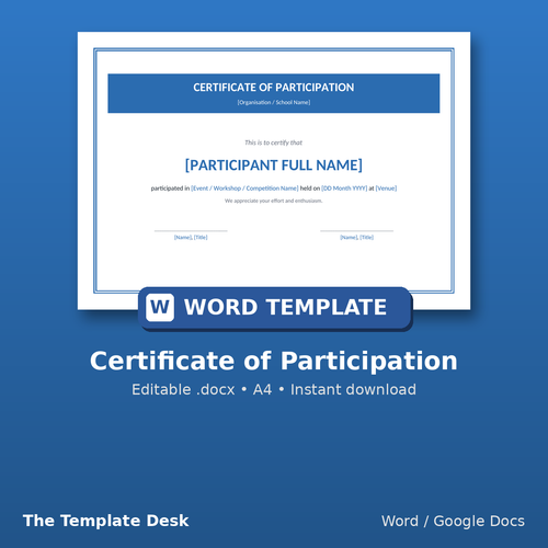 Certificate of Participation – cover