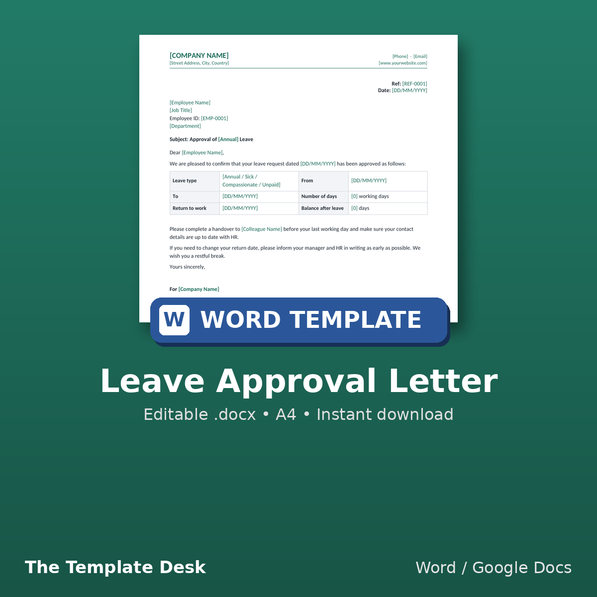 Leave Approval Letter – cover