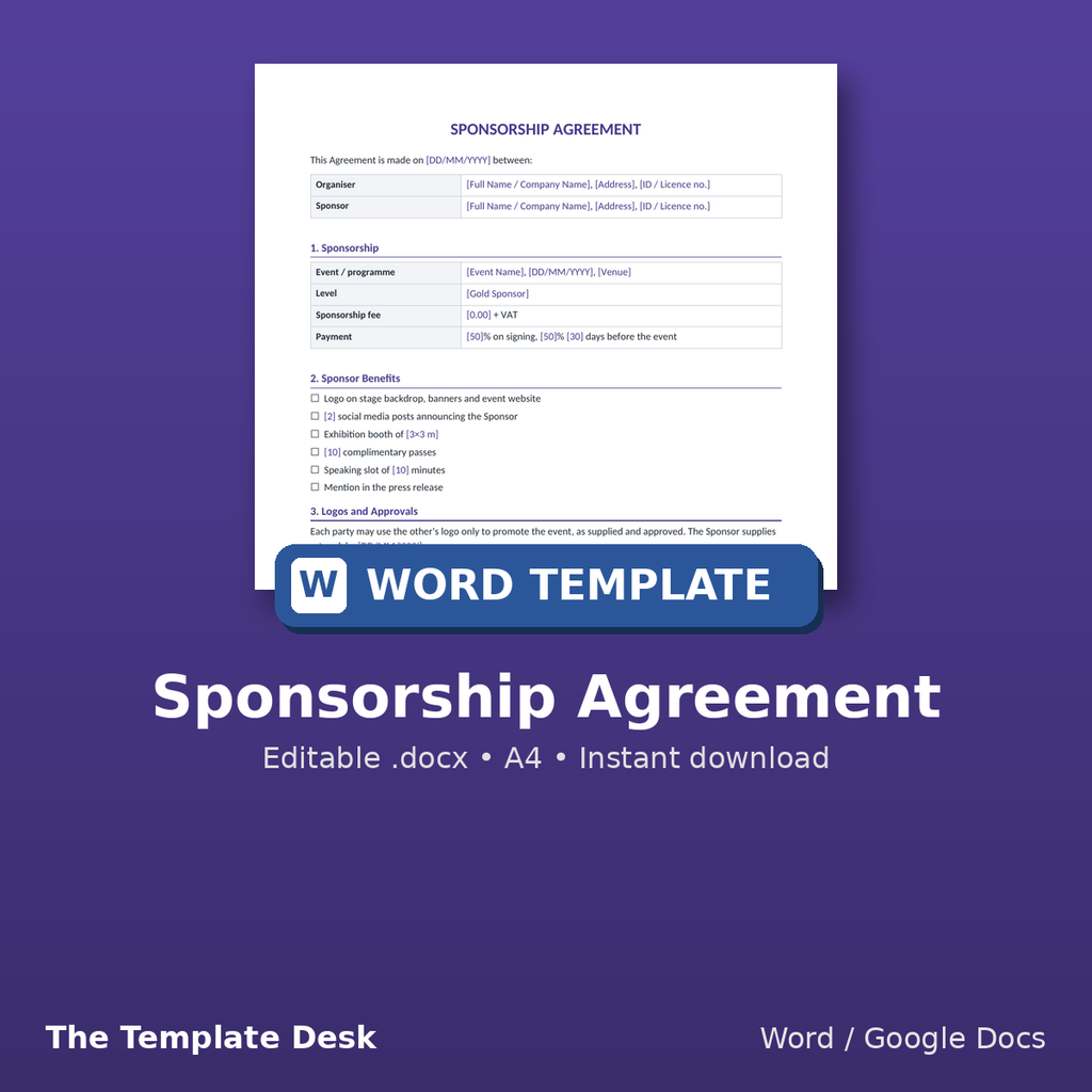 Sponsorship Agreement – cover