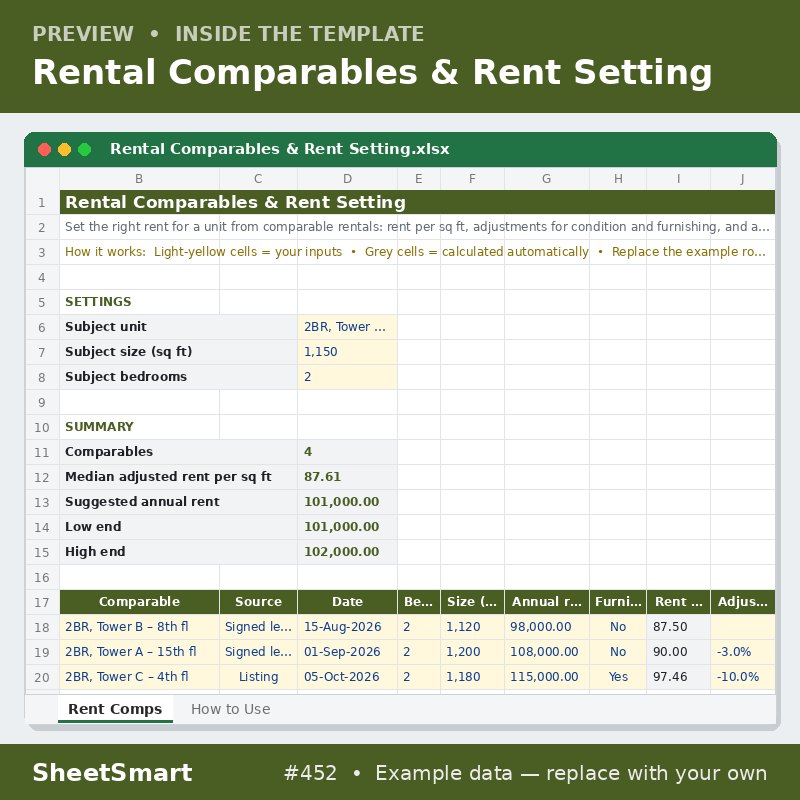 Rental Comparables & Rent Setting – sheet preview