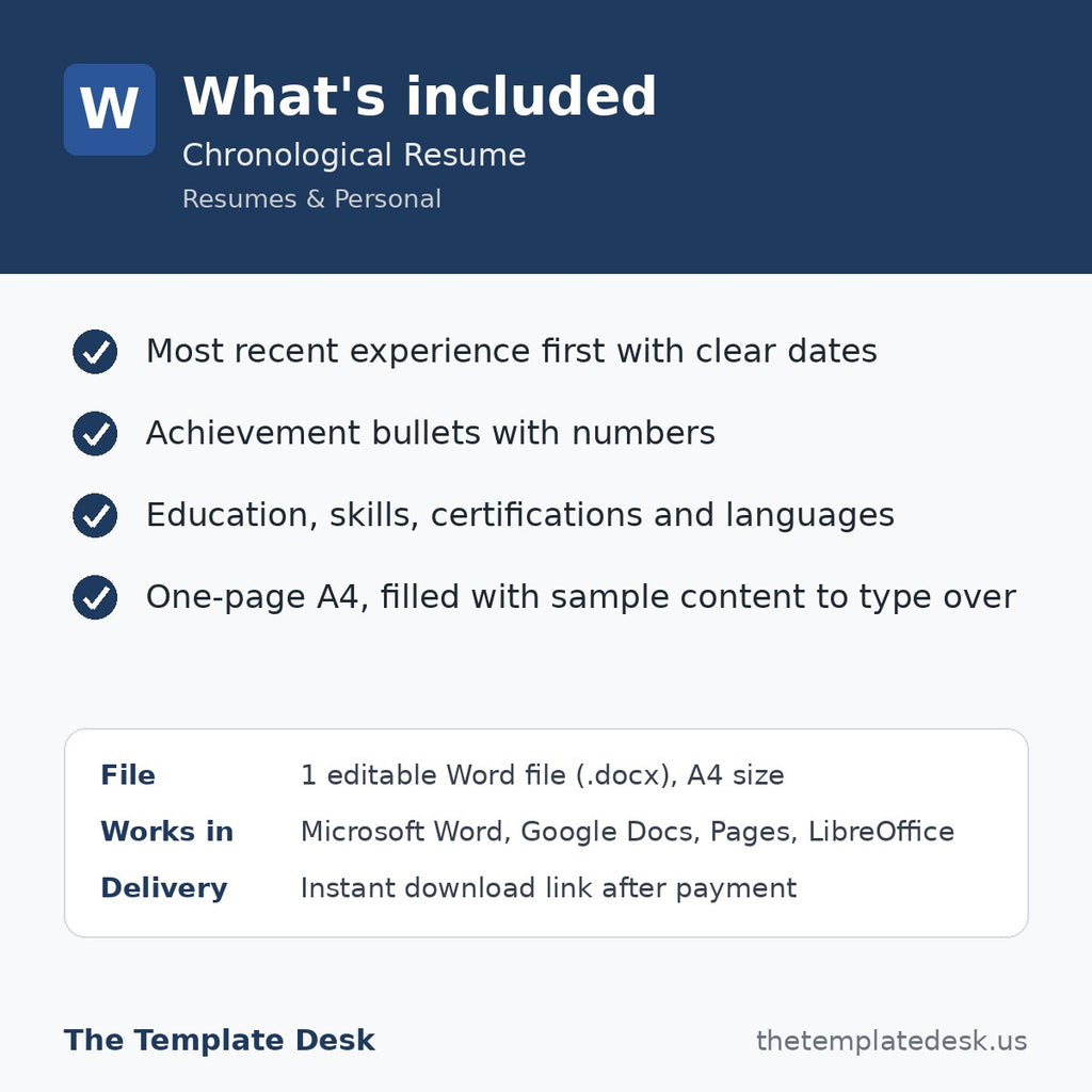Chronological Resume – what's included