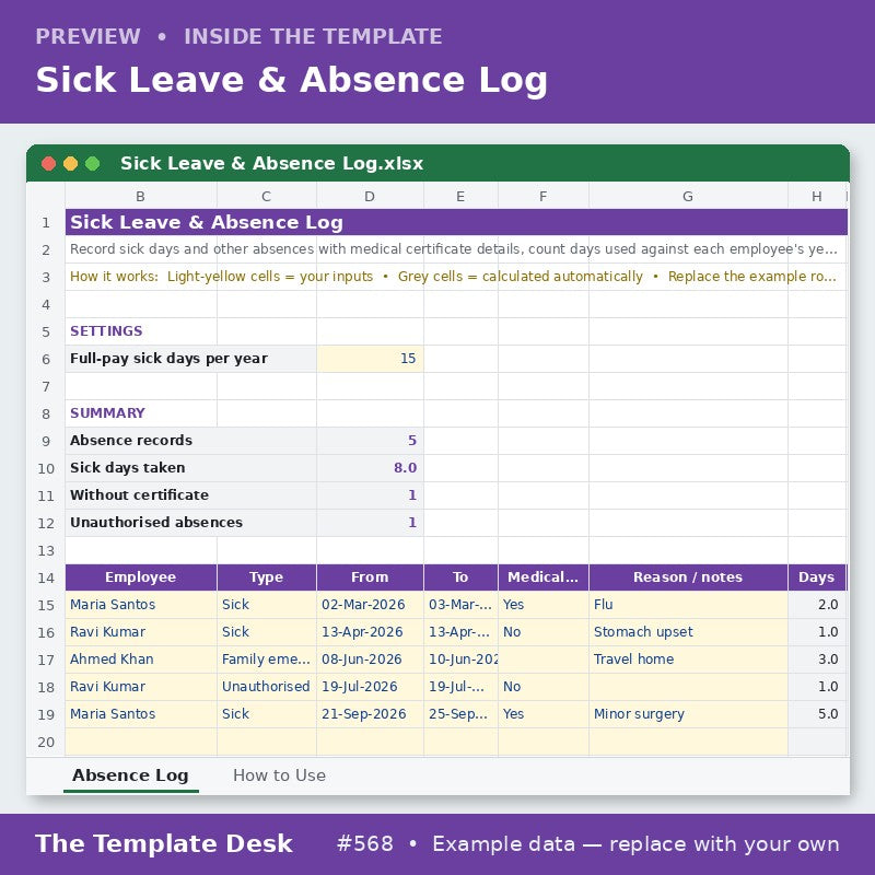 Sick Leave & Absence Log – preview