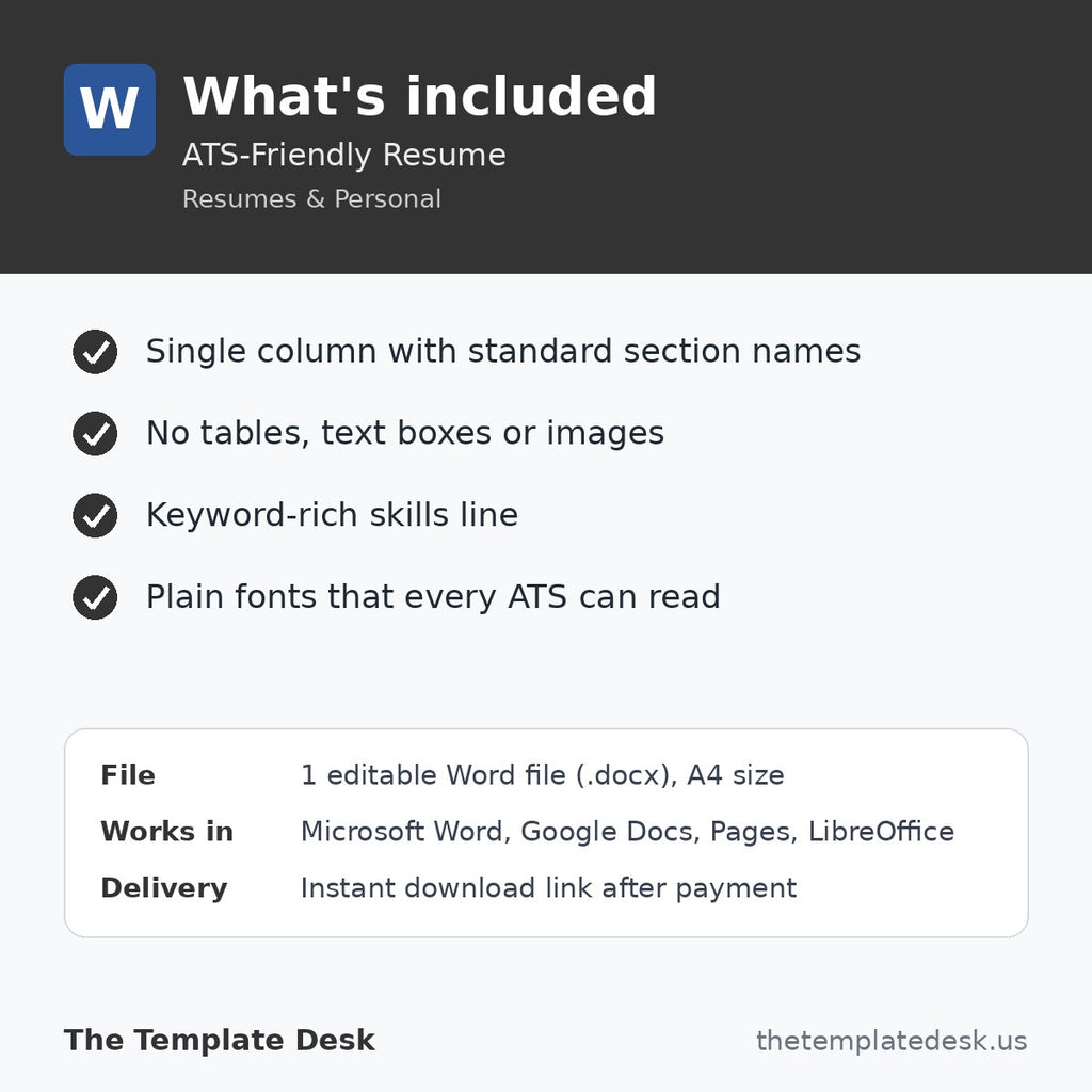 ATS-Friendly Resume – what's included