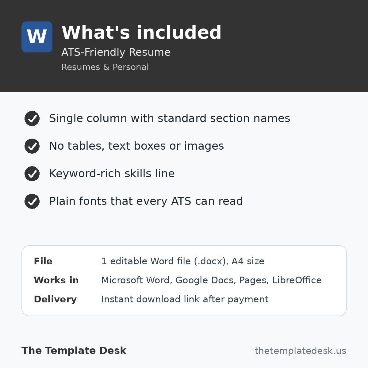 ATS-Friendly Resume – what's included