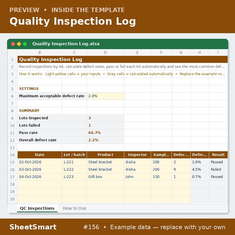 Quality Inspection Log – sheet preview