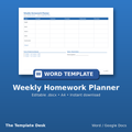 Weekly Homework Planner – cover
