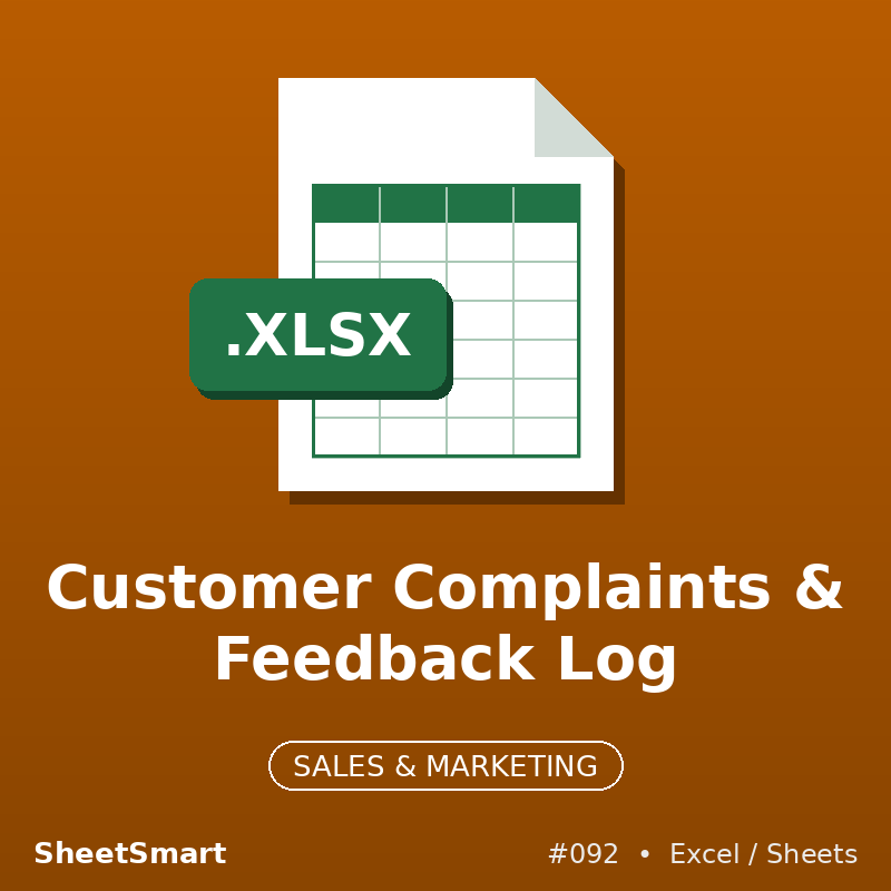 Customer Complaints & Feedback Log – Excel template