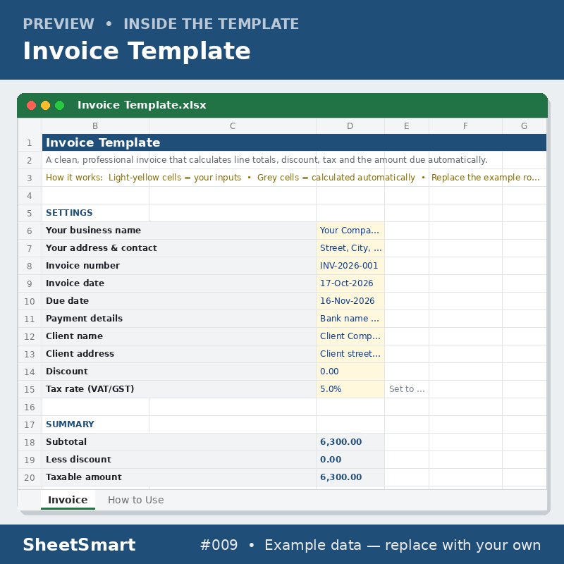 Invoice Template – sheet preview