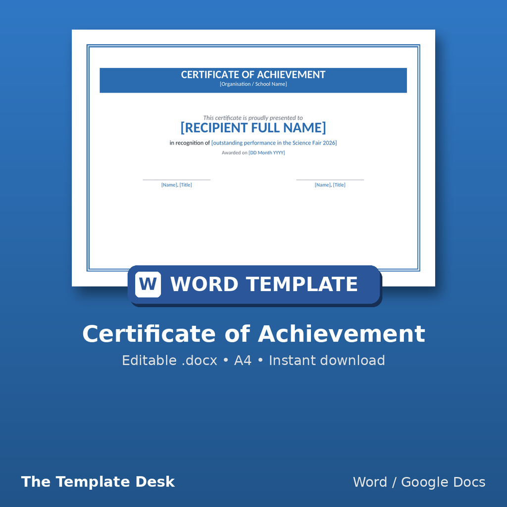 Certificate of Achievement – cover