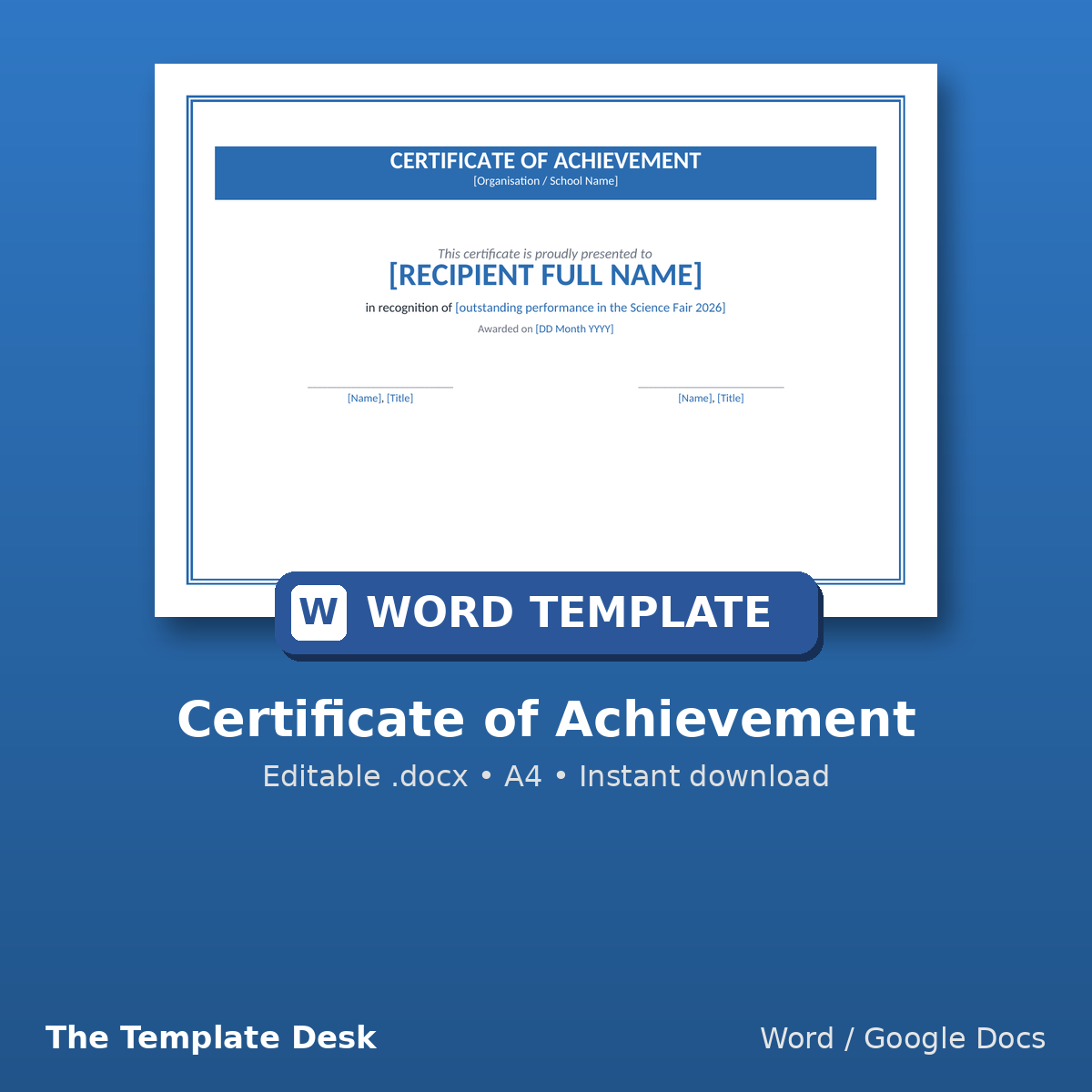 Certificate of Achievement – cover