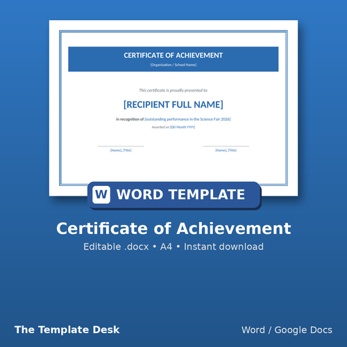 Certificate of Achievement – cover