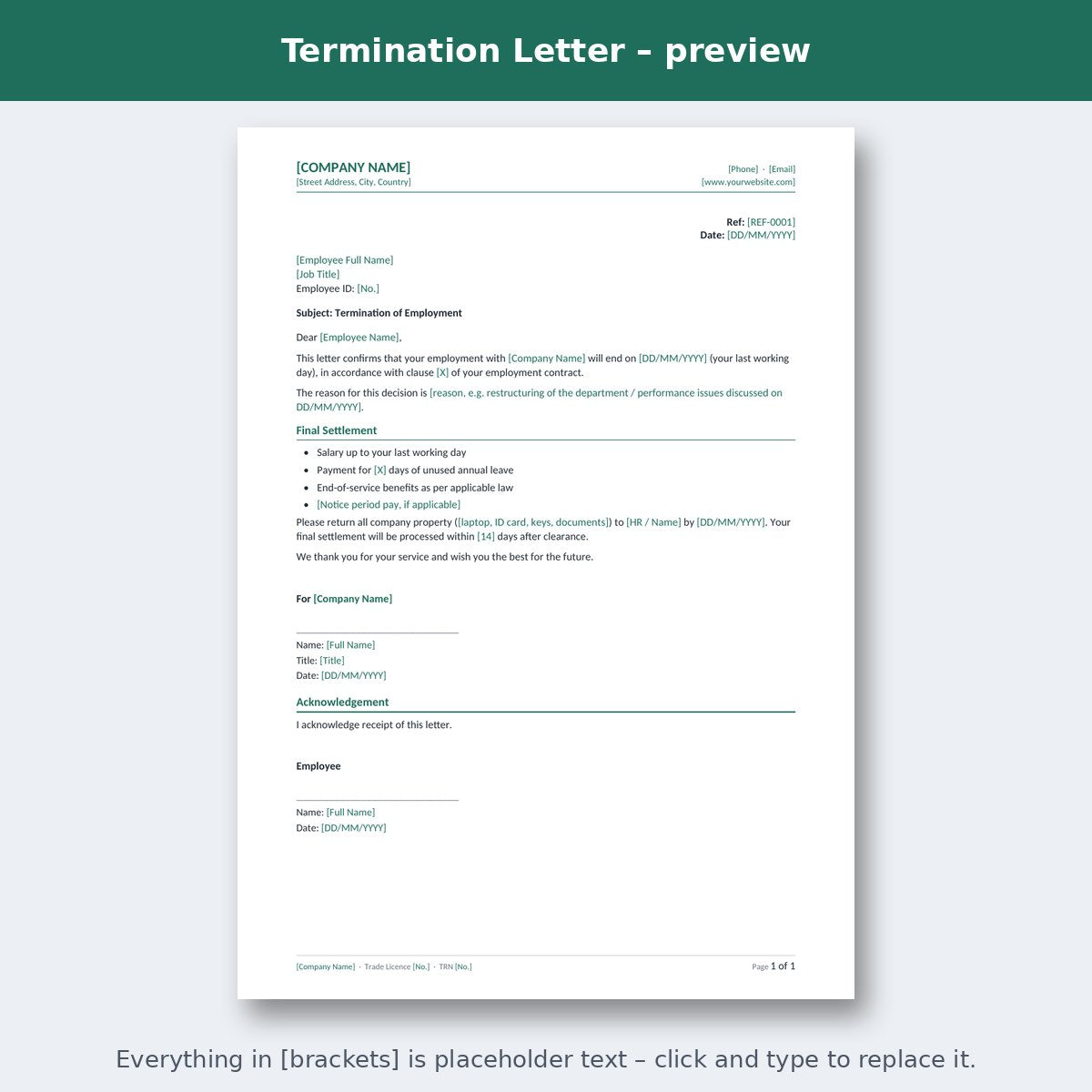 Termination Letter – preview