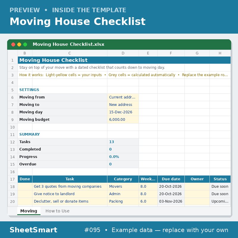 Moving House Checklist – sheet preview
