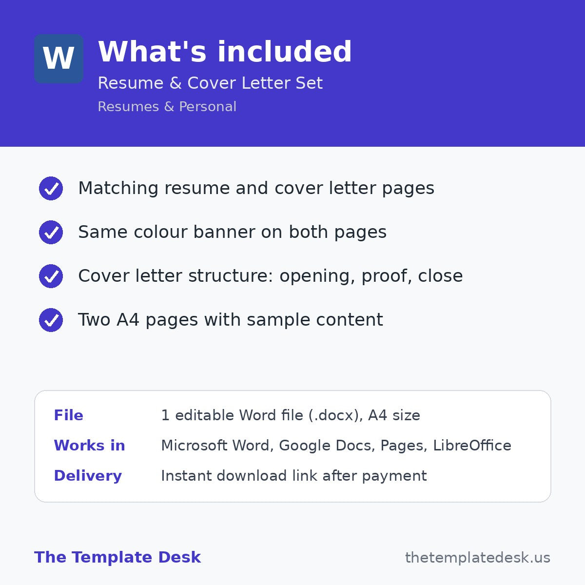 Resume & Cover Letter Set – what's included