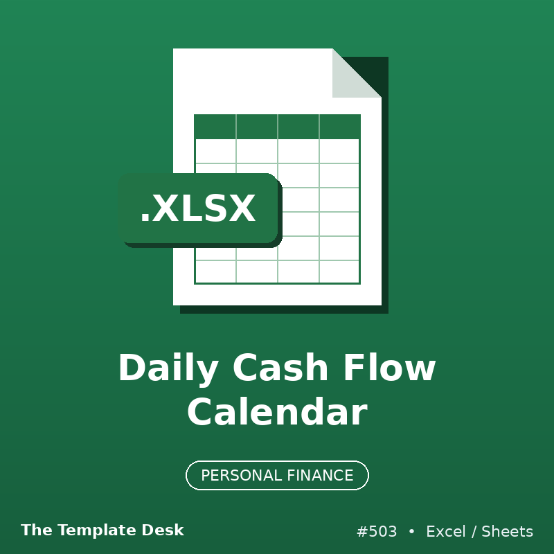 Daily Cash Flow Calendar – Excel template