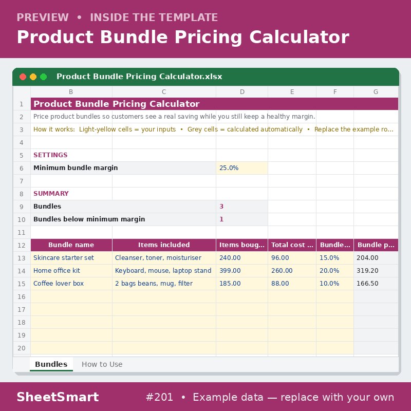 Product Bundle Pricing Calculator – sheet preview