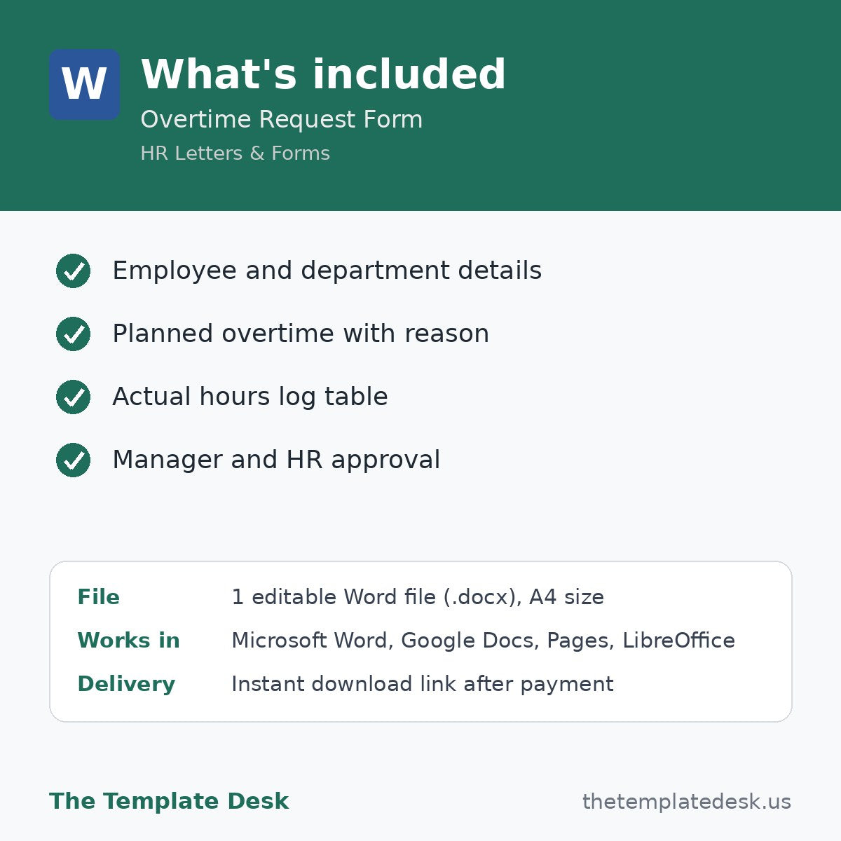 Overtime Request Form – what's included