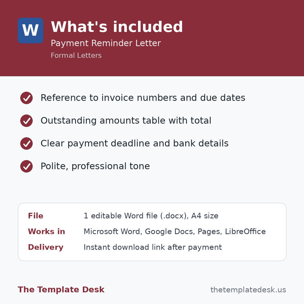Payment Reminder Letter – what's included