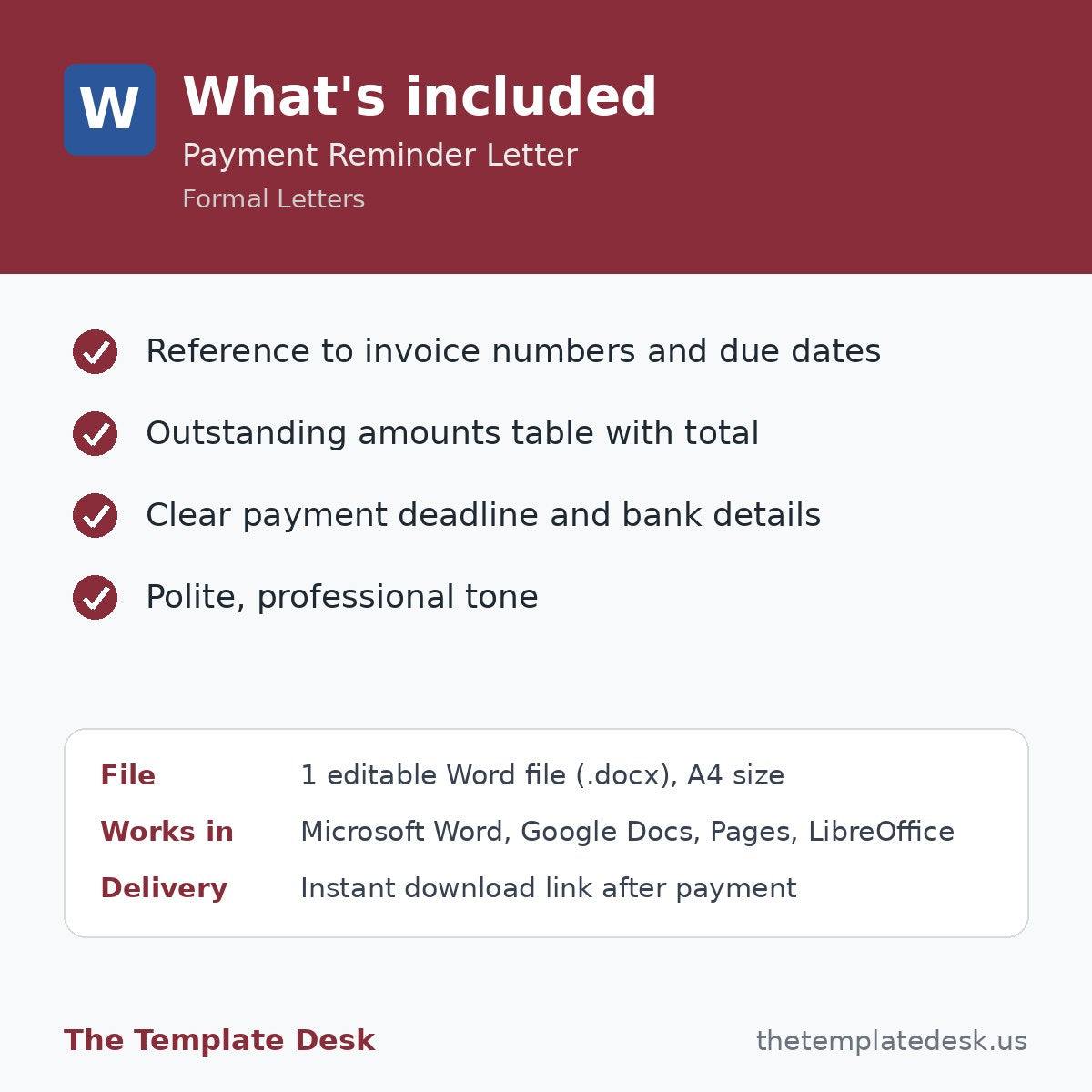 Payment Reminder Letter – what's included