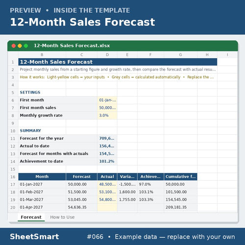 12-Month Sales Forecast – sheet preview