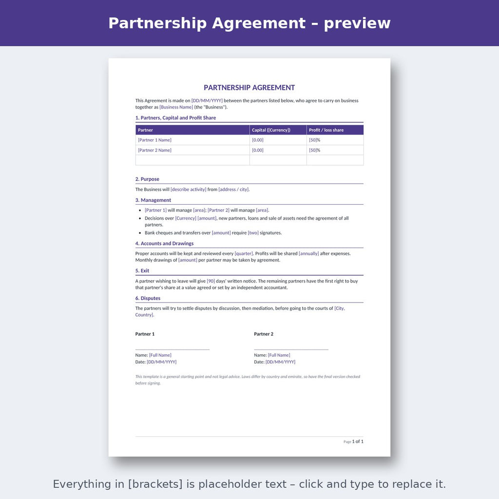Partnership Agreement – preview