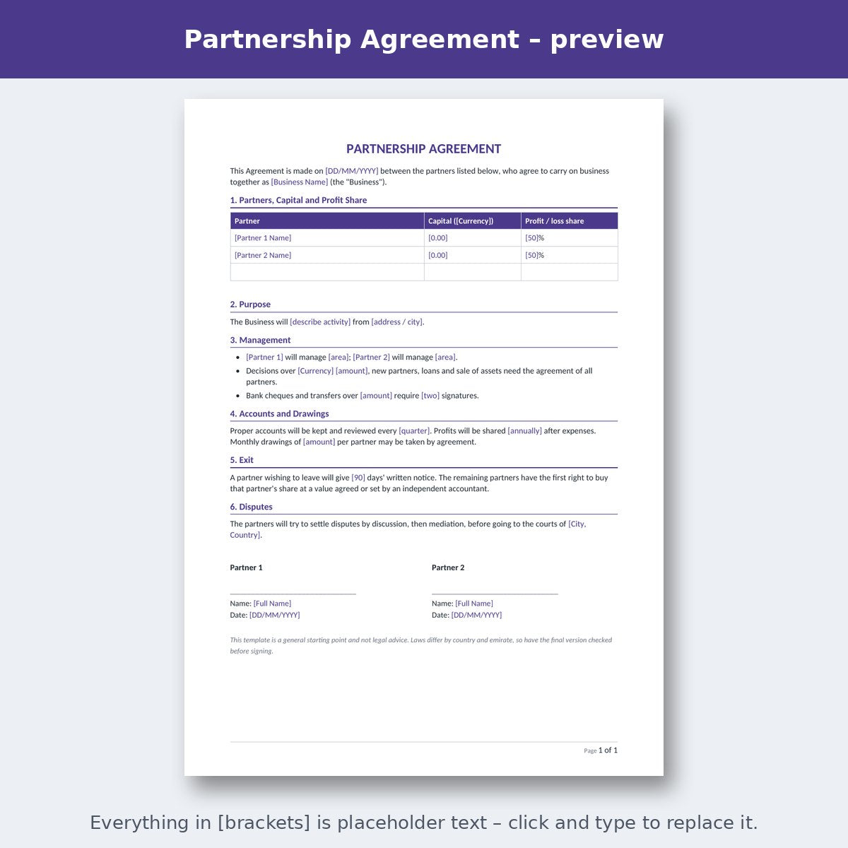 Partnership Agreement – preview