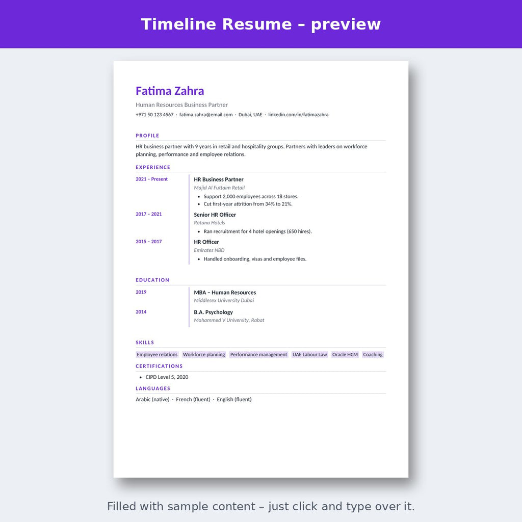 Timeline Resume – preview