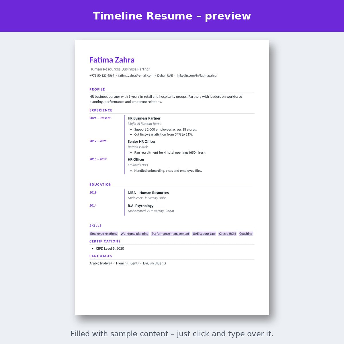 Timeline Resume – preview