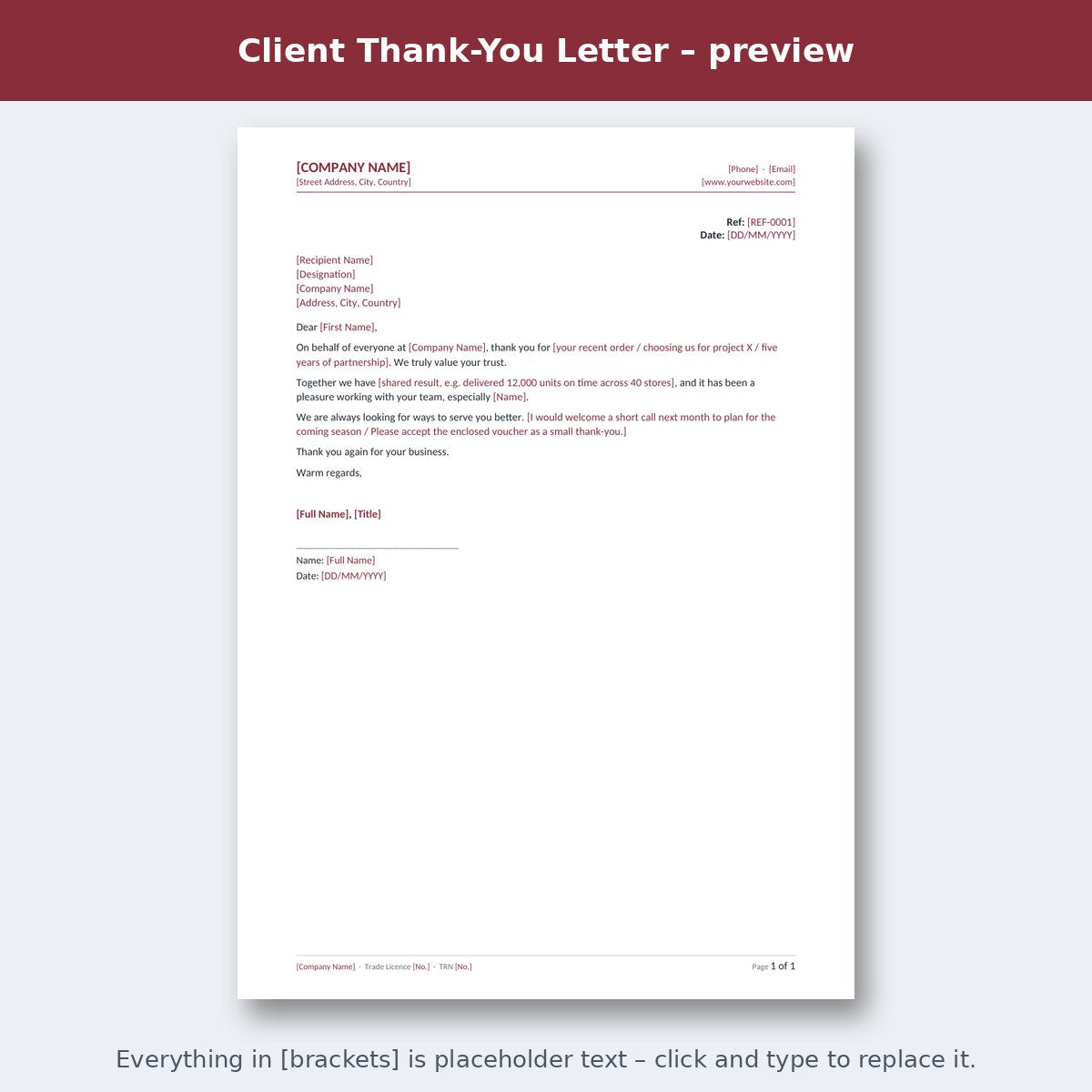 Client Thank-You Letter – preview