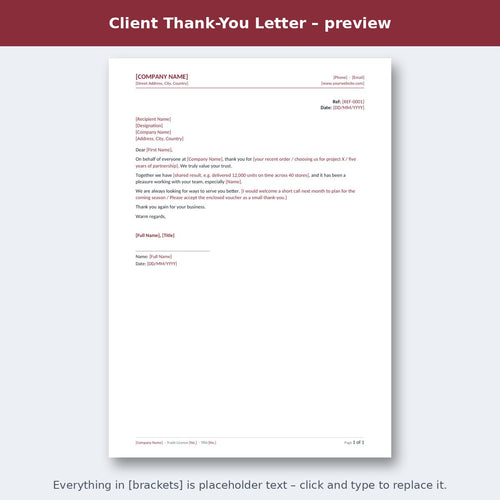 Client Thank-You Letter – preview